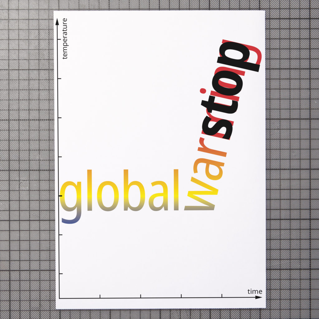 poster demands stopping global warming in a design of a temperature curve